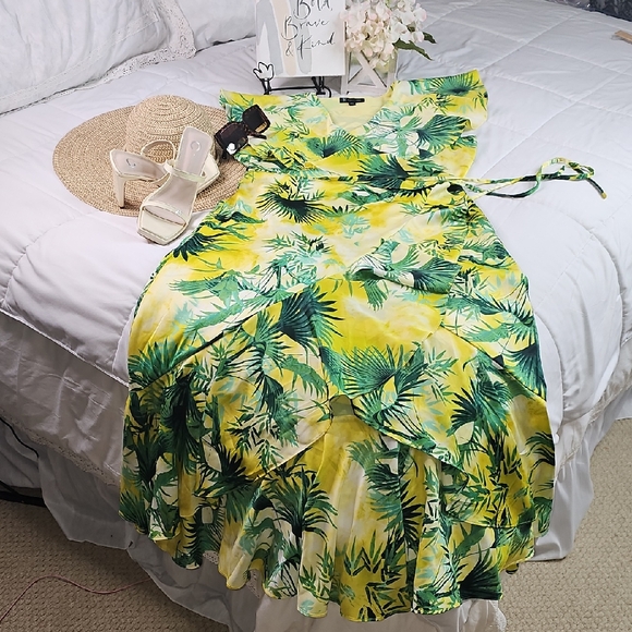 I.N.C Maxi Wrap Tropical Vacation Maxi Vibrant Dress Beach Cocktail Party - Picture 14 of 15